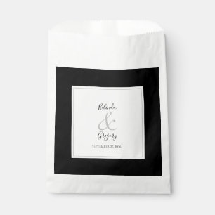 Bolsa De Papel Elegante Monograma Boda blanco y negro