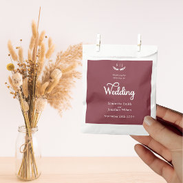 Bolsa De Papel Elegante Monograma Boda de tono rojo oscuro de joy