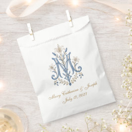 Bolsa De Papel Elegante Monograma Mariano Boda Católica