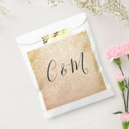 Bolsa De Papel Elegante Monograma Purpurina Boda Favor Bag