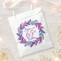 Elegante morado rosa Wreath cumpleaños 65