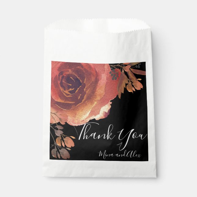 Bolsa De Papel Elegante Naranja Crimson Rosa Negro (Anverso)