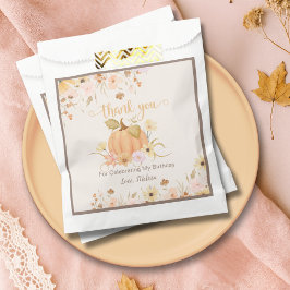 Bolsa De Papel Elegante Naranja Floral Nuestro pequeño cumpleaños