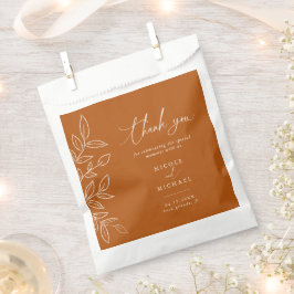 Bolsa De Papel Elegante Naranja quemado deja Boda Gracias