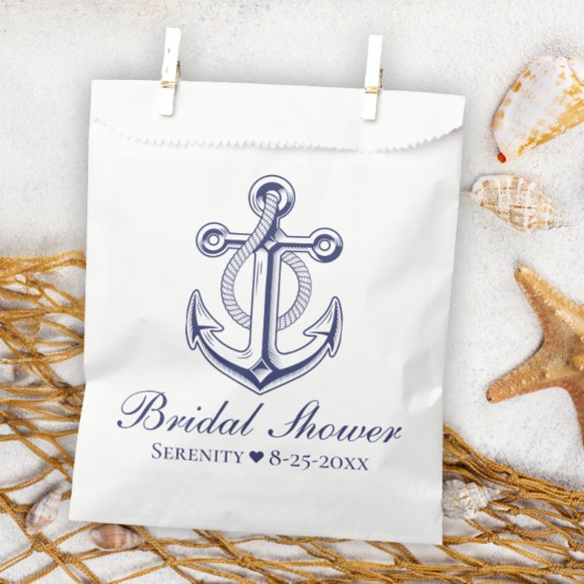 Bolsa De Papel Elegante Nautical Bridal Shower Navy Anchor Azul (Subido por el creador)