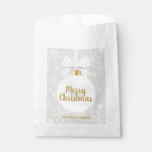 Bolsa De Papel Elegante Navidades de ornamentos blancos con copos