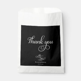Bolsa De Papel Elegante negro y blanco Gracias Boda
