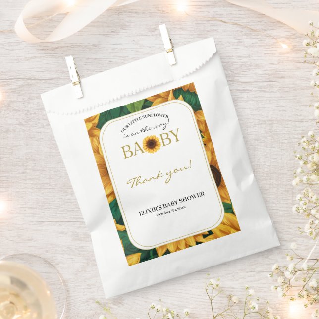 Bolsa De Papel Elegante "Nuestro Pequeño Girasol" Baby Shower mod (Cortado)