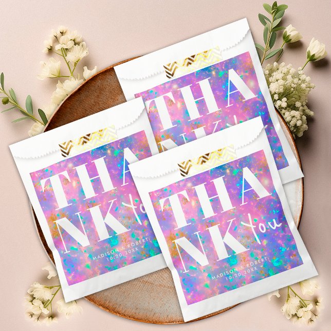 Bolsa De Papel Elegante Opal Stone Moderno Gracias Fiesta De Boda (Subido por el creador)