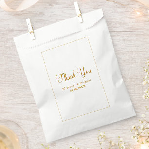 Bolsa De Papel Elegante Oro Blanco Personalizado Gracias