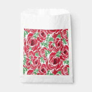 Bolsa De Papel Elegante patrón de Rosa Vintage - Floral roja y ve