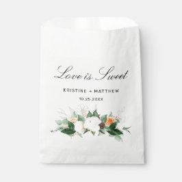 Bolsa De Papel Elegante Peach White Watercolor Floral Fall Weddin