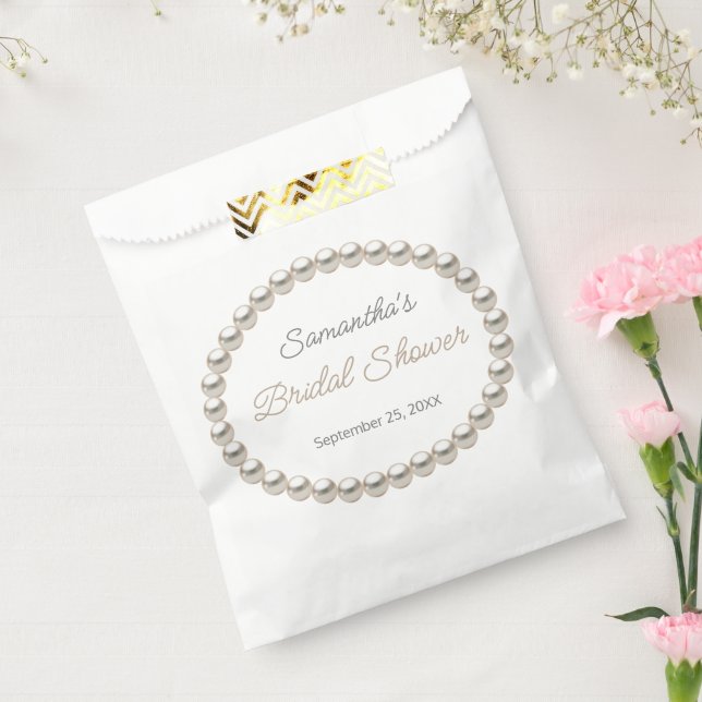 Bolsa De Papel Elegante Pearl Bridal Shower (Sellado)