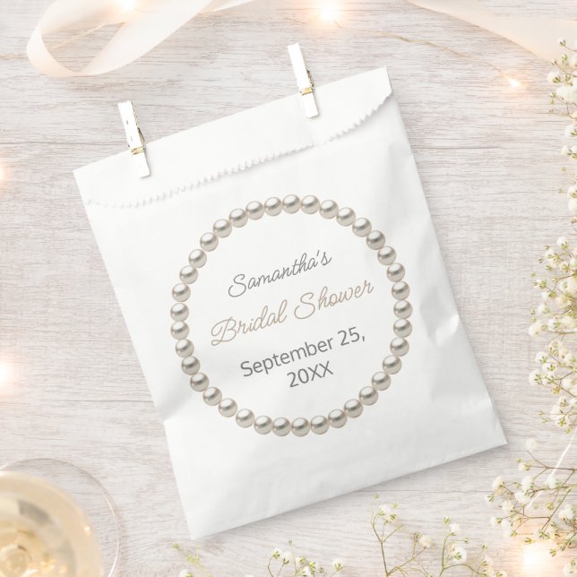 Bolsa De Papel Elegante Pearl Bridal Shower (Cortado)