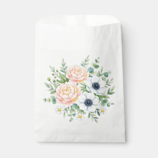 Bolsa De Papel Elegante peonía en acuarela y floral de anemona bl