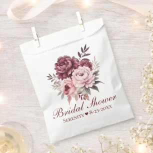 Bolsa De Papel Elegante Peony Pink Burgundy Floral Bridal Shower