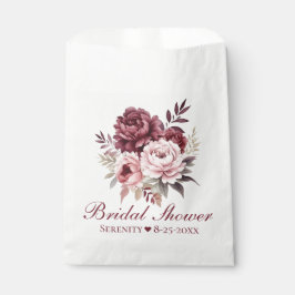 Bolsa De Papel Elegante Peony Pink Burgundy Floral Bridal Shower