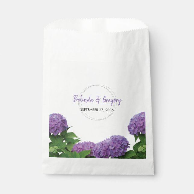 Bolsa De Papel Elegante Púrpura Hydrangea Boda (Anverso)