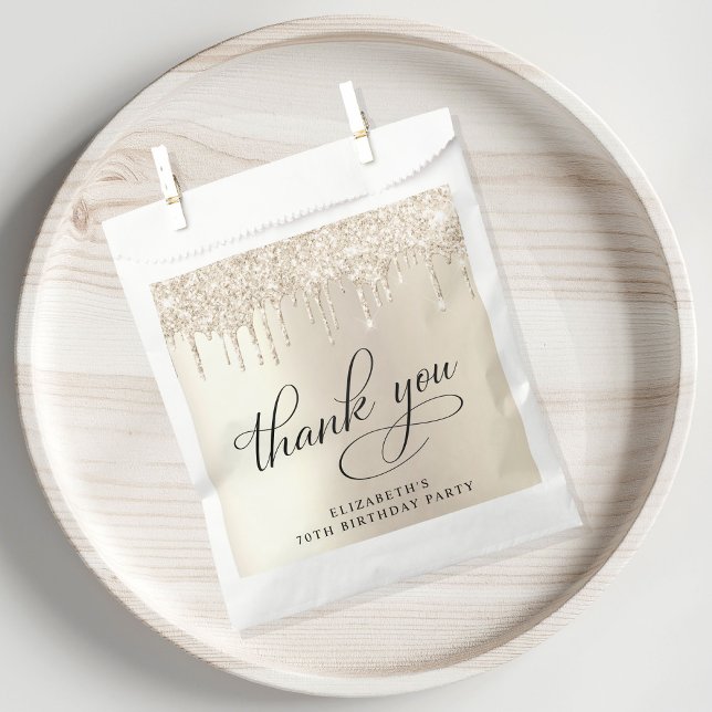 Bolsa De Papel Elegante Purpurina de Oro 70º Partido de Cumpleaño (Subido por el creador)