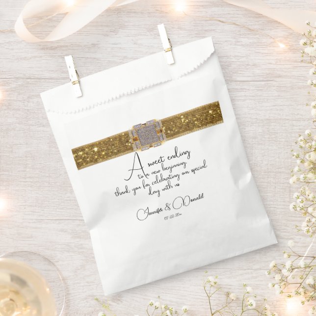 Bolsa De Papel Elegante Purpurina de oro negro Boda Brooch (Cortado)