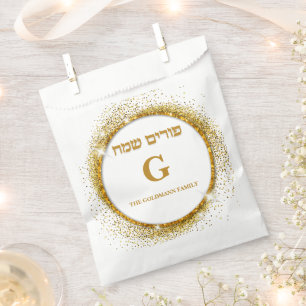 Bolsa De Papel Elegante Purpurina de oro Personalizado Hebreo Fel