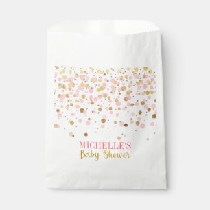 Bolsa De Papel Elegante Purpurina de oro rosado Confetti Baby Sho