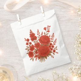 Bolsa De Papel Elegante ramo floral rojo con rosas románticas