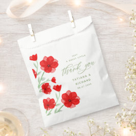 Bolsa De Papel Elegante Red Watercolor Poppy Floral Gracias