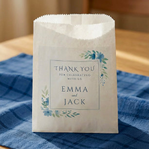Bolsa De Papel Elegante regalo de boda floral azul