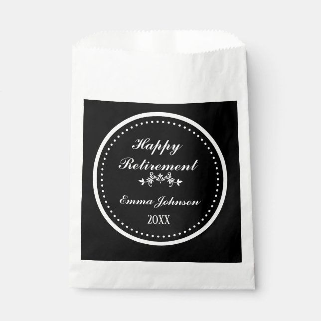 Bolsa De Papel Elegante retiro feliz negro y blanco (Anverso)