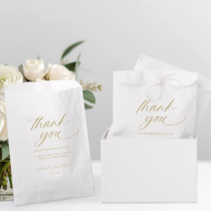 Bolsa De Papel Elegante Romántico Boda de Oro Moderno Gracias