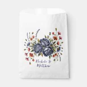 Bolsa De Papel Elegante Rosa de la Marina y Boda de Terracota Flo