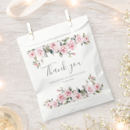 Bolsa De Papel Elegante Rosa Floral Acuarela Boda