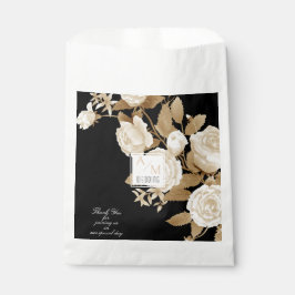 Bolsa De Papel Elegante Rosa Monograma Negro