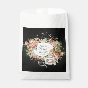 Bolsa De Papel Elegante Rosa vintage Tea Fiesta Black Bridal Show