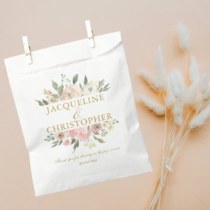 Bolsa De Papel Elegante Rubor Pink Gold Floral Custom Wedding