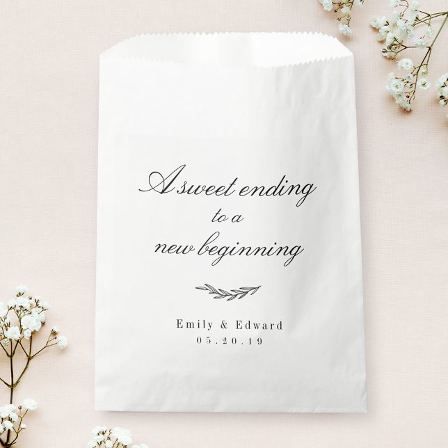 Bolsa De Papel Elegante Rústico Dulce Final Nuevo Comienzo Boda (Subido por el creador)