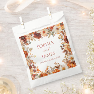 Bolsa De Papel Elegante Rústico Otoño Floral Boda