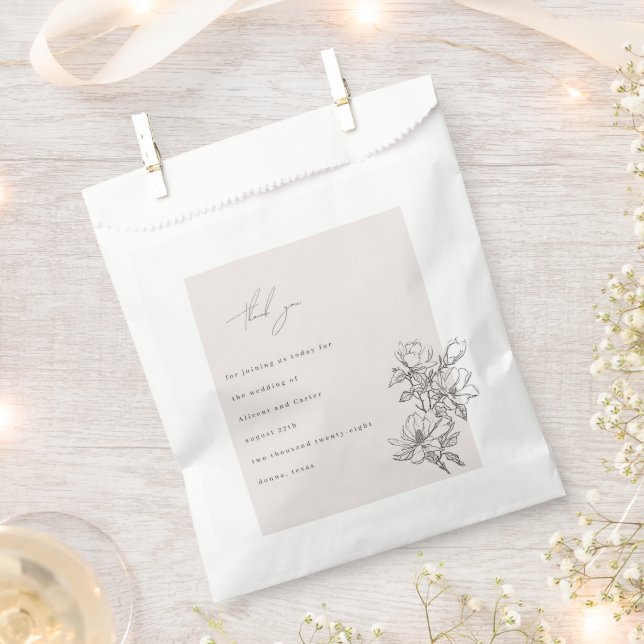 Bolsa De Papel Elegante Sencillo Con Flores De Arte De Líneas Y B (Cortado)