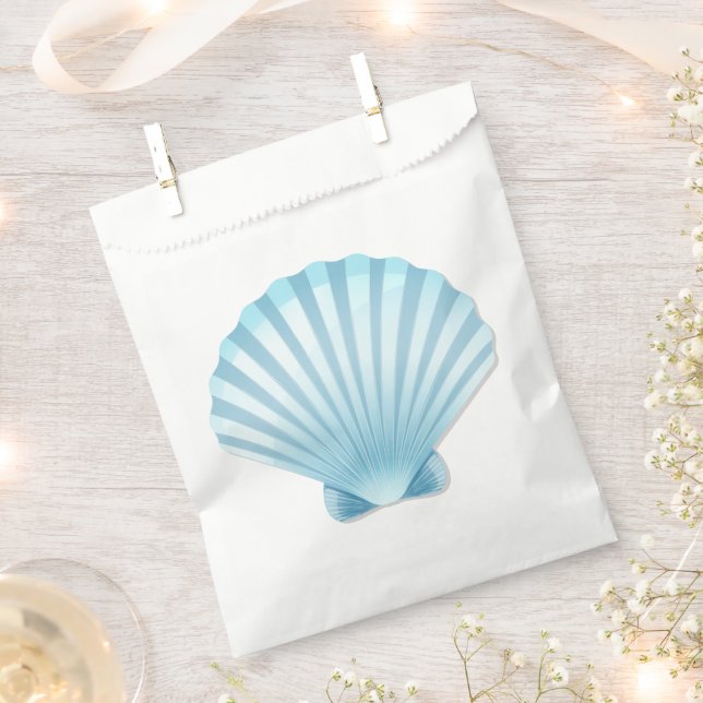 Bolsa De Papel Elegante Shell Beach Blue Nautical Wedding Party (Cortado)