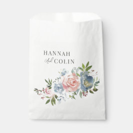 Bolsa De Papel Elegante Swag Floral de Azul Polvoriento y Rosa