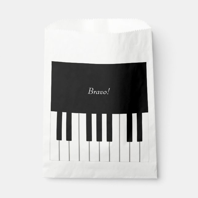 Bolsa De Papel Elegante Teclado Piano Nombre y mensaje personaliz (Anverso)
