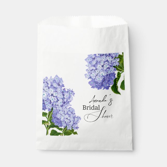 Bolsa De Papel Elegante Torta Nupcial Floral de Hortensias Azules (Anverso)