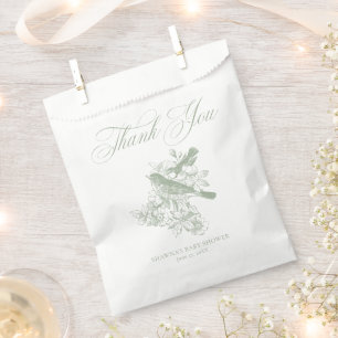 Bolsa De Papel Elegante verde Chinoiserie Naturaleza Aves Baby Sh