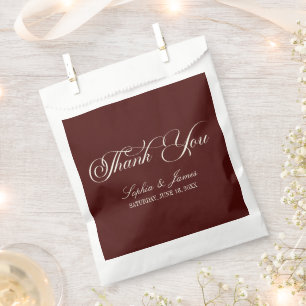 Bolsa De Papel Elegante Vintage Marfil Burgundy Oscuro Boda
