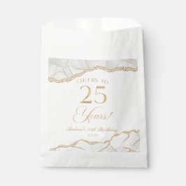 Bolsa De Papel Elegante White Gold Agate 25th Birthday Party