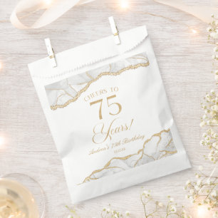 Bolsa De Papel Elegante White Gold Agate 75th Birthday Party