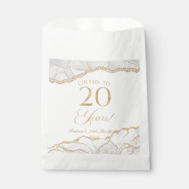 Bolsa De Papel Elegante White Gold Agate Fiesta de cumpleaños núm