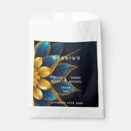 Bolsa De Papel Elegante zafiro y Boda floral de oro