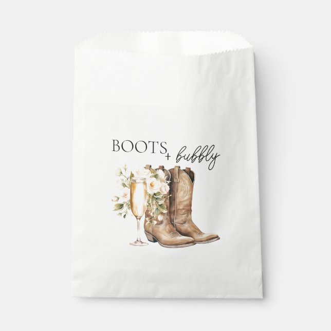 Bolsa De Papel Elegantes Botas y Espumoso Shower Nupcial  (Anverso)